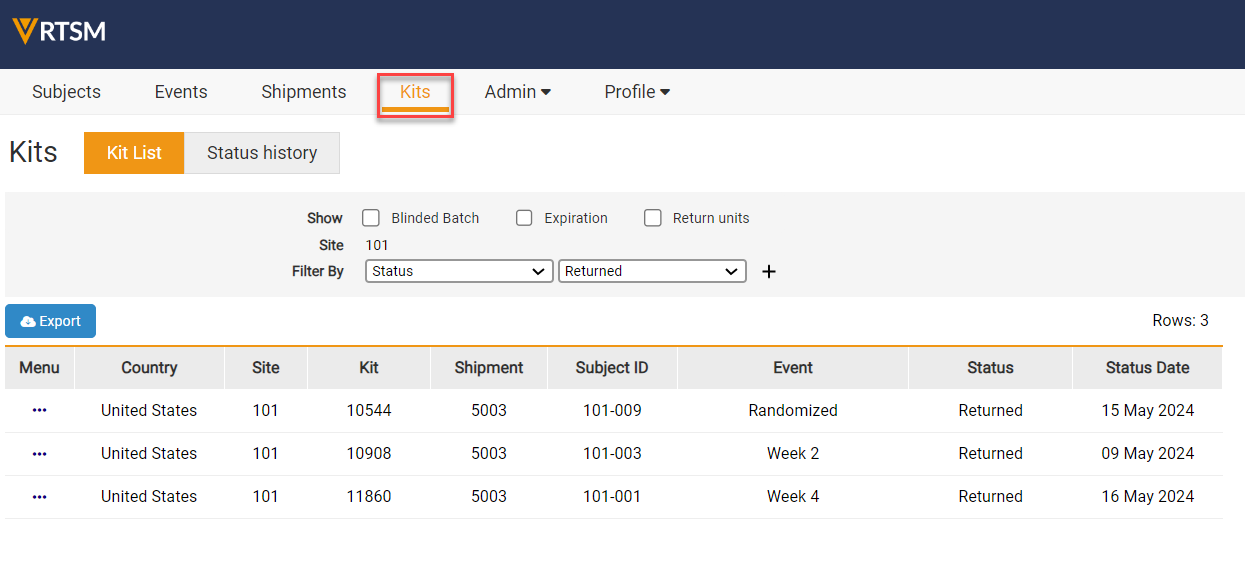 Editar Unidades de Devolución - Kits