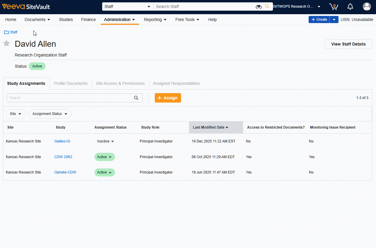 Actualisation des pages du personnel du site et des utilisateurs externes