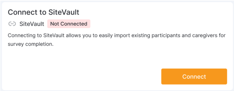 {Panel Połącz z SiteVault wskazujący, że połączenie z SiteVault zostało pomyślnie nawiązane}