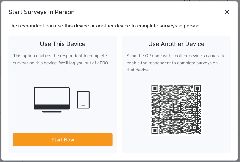 {Okno dialogowe Rozpocznij ankietę osobiście}