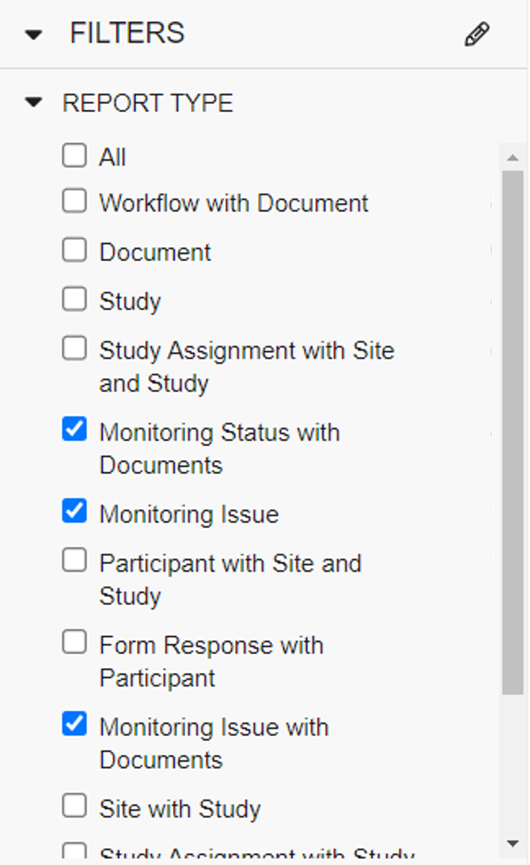 Filtry raportów monitorowania lokacje