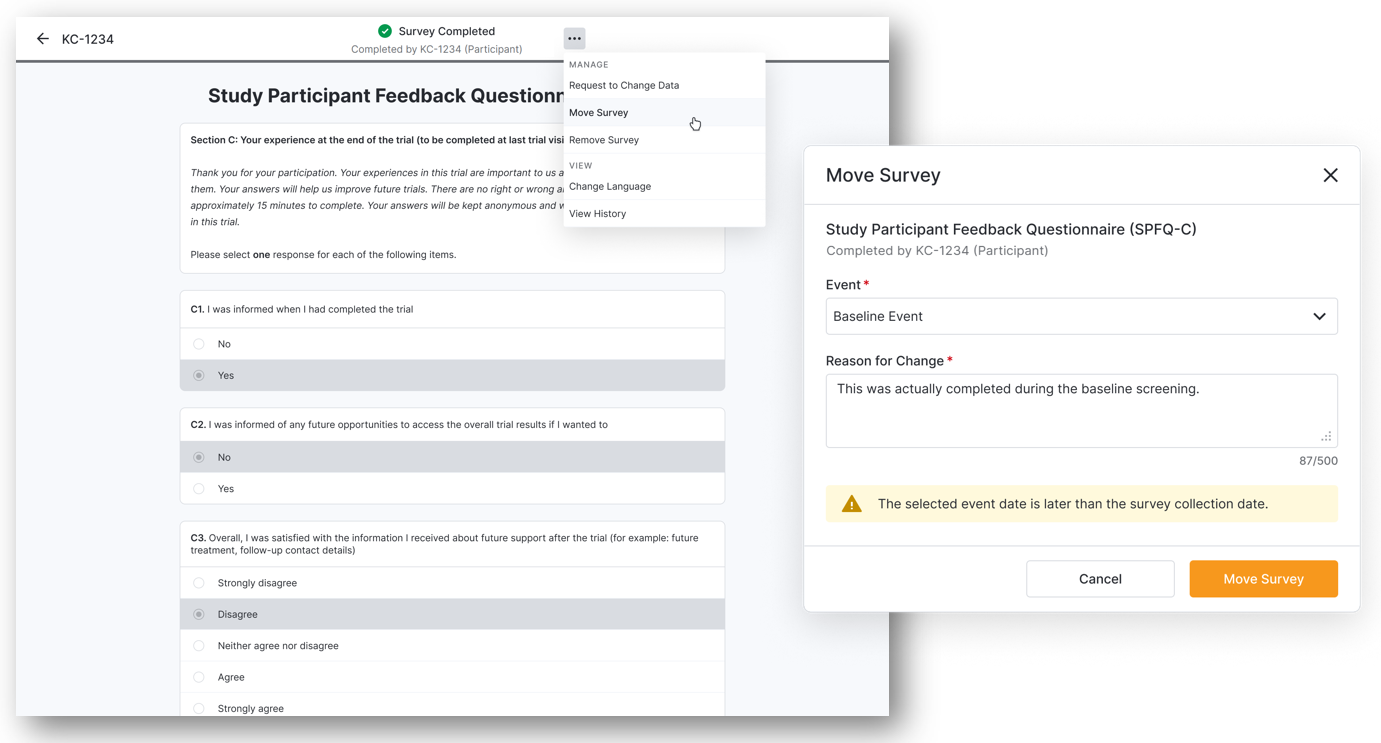 Movendo pesquisas concluídas
