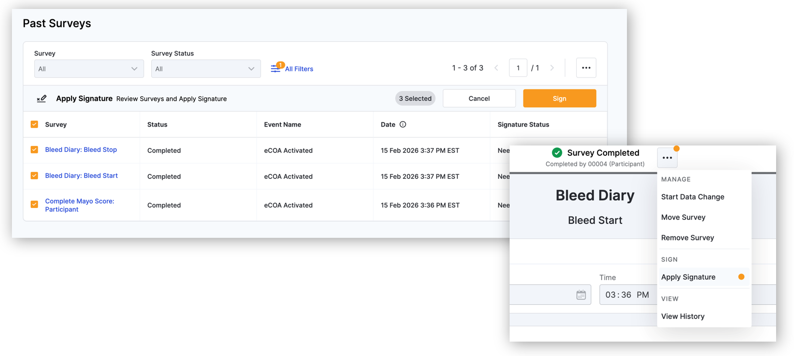 Revisão e assinatura dos dados pelo investigador do local.