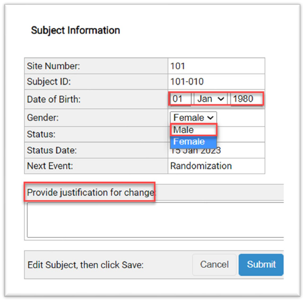 Editar dados demográficos - Atualizações