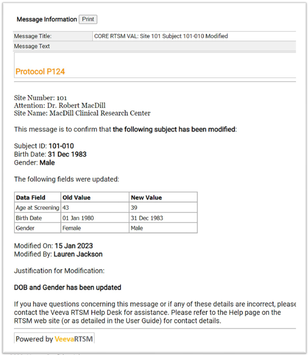 Editar dados demográficos - Notificações