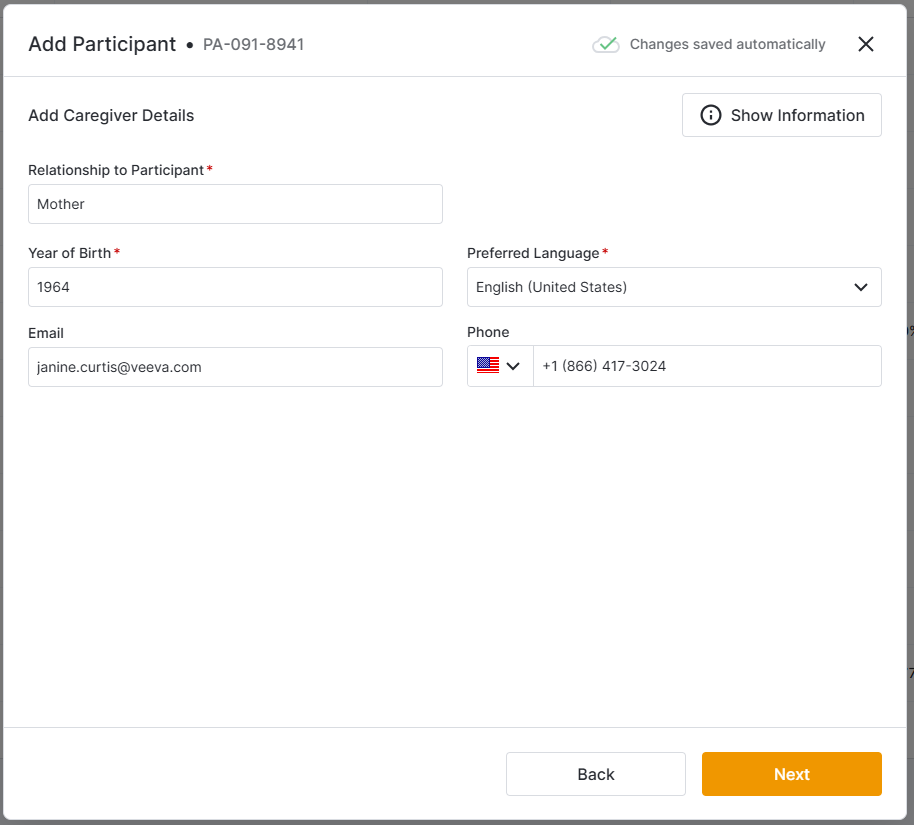 {Add Caregiver Details Dialog Box}