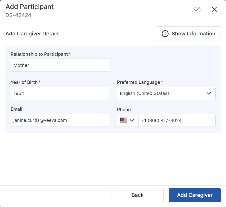 {Add Caregiver Details Dialog Box}
