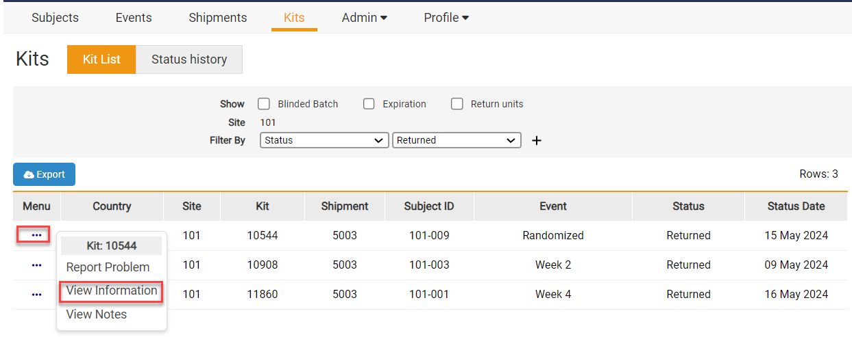 Edit Return Units - Tasks