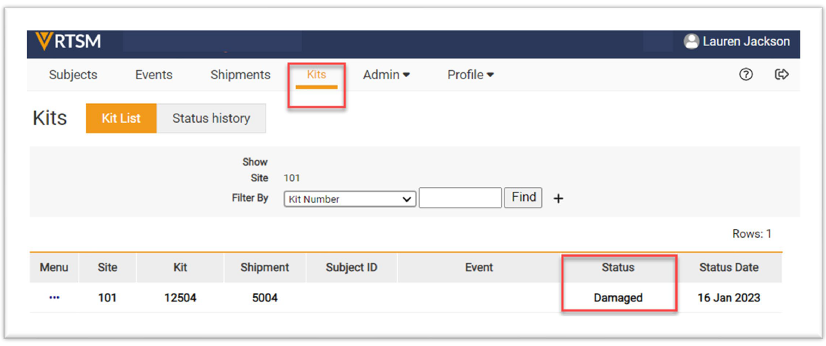 Report Kit Problem - Status Updated