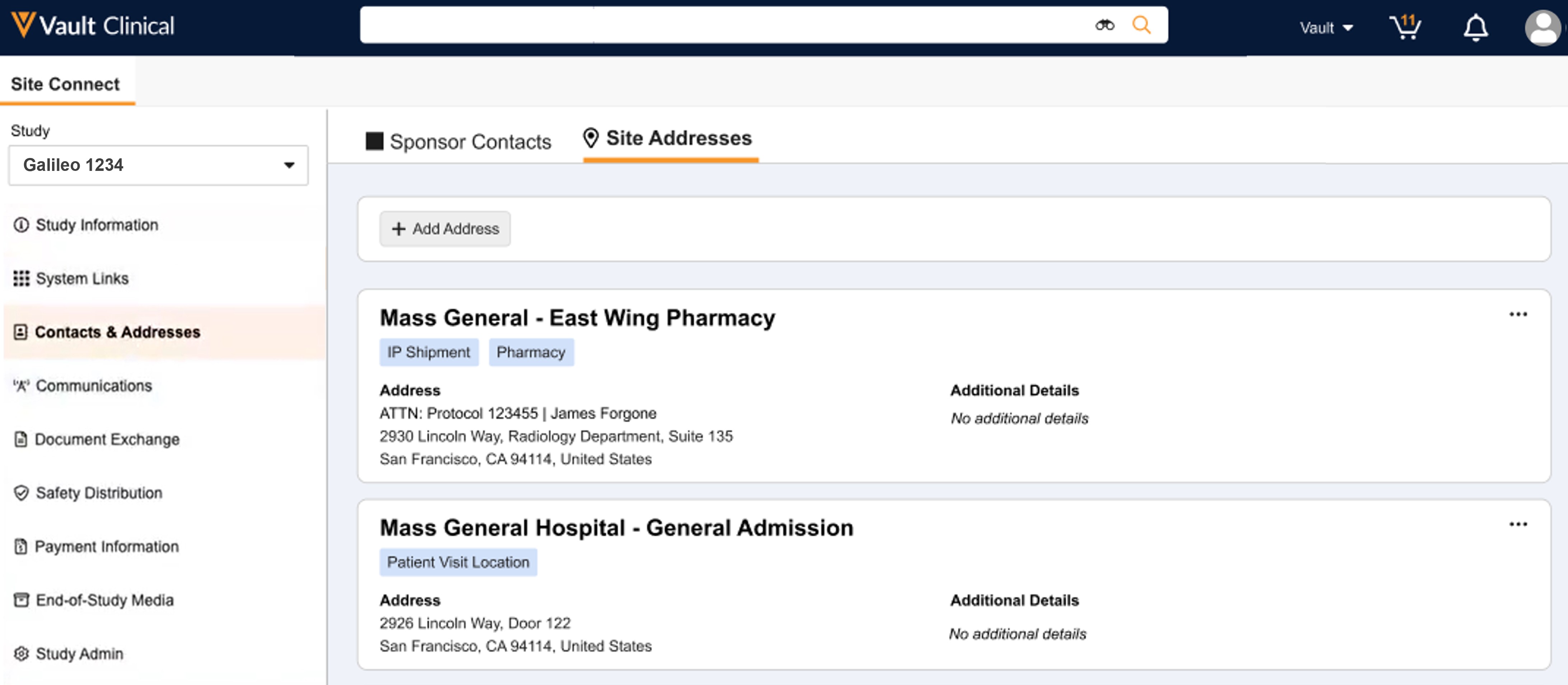 Study Site Addresses