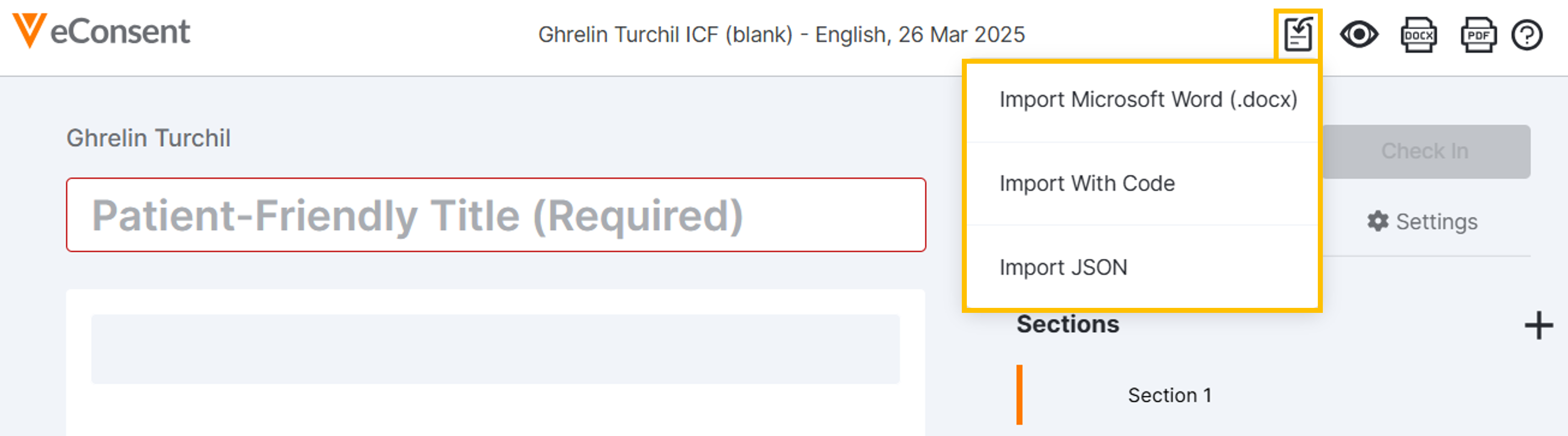 Import eConsent