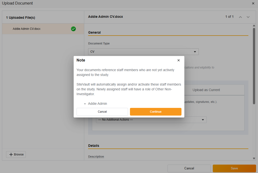 Upload - Assign Staff