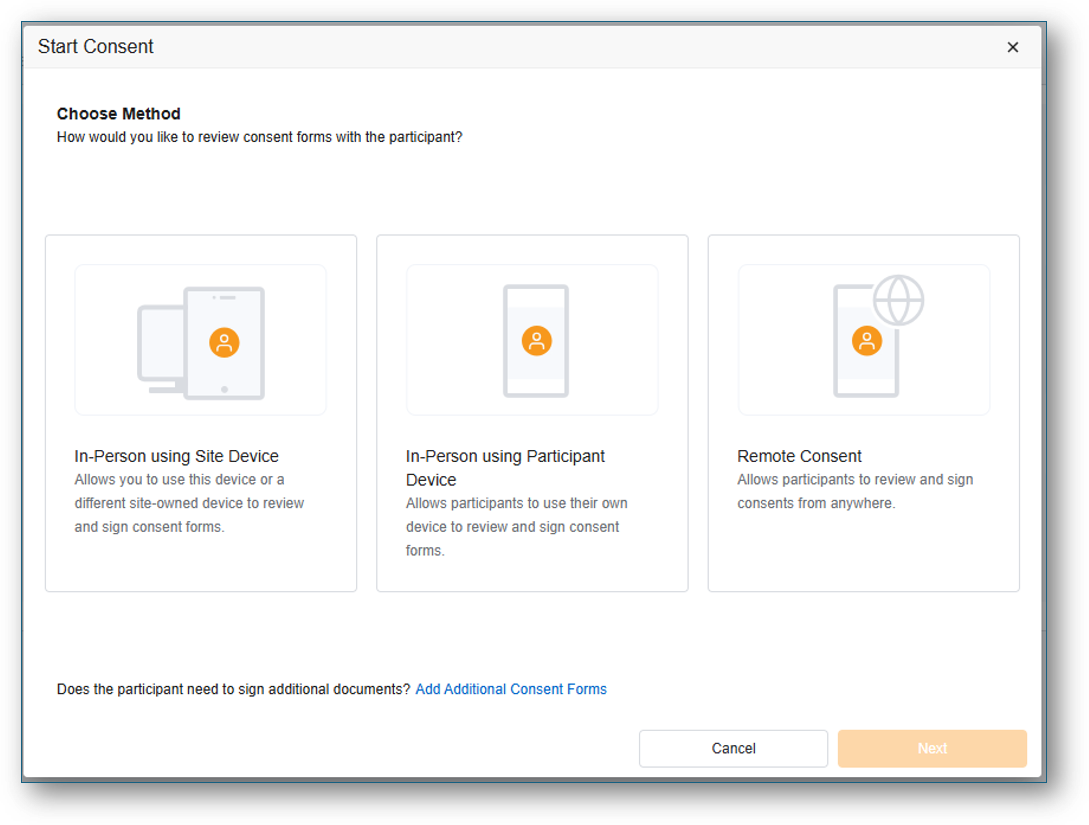 Start Consent Options